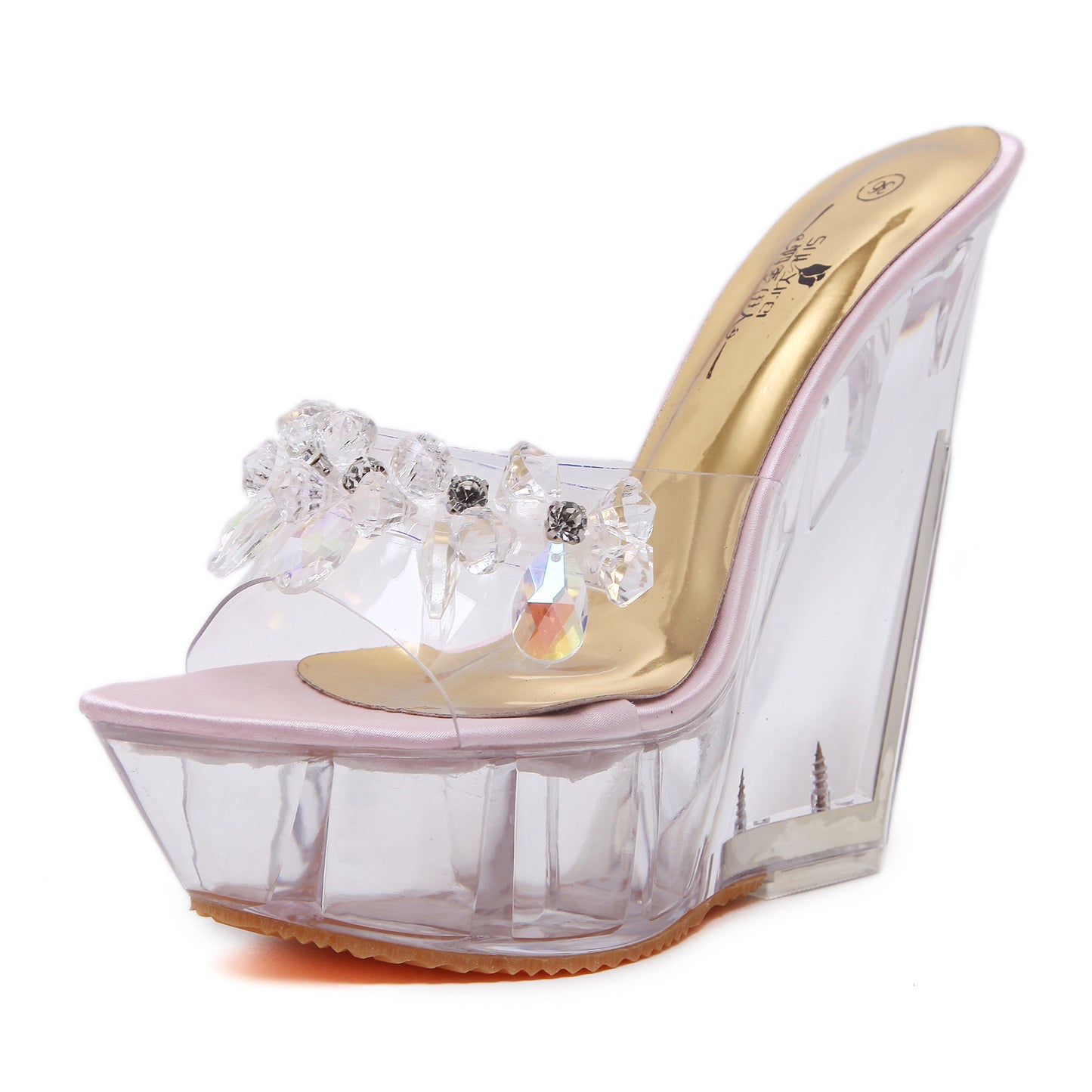 Glass Drill Crystal Wedge - Premium 0 from chiquetrends.com - Just $54! Shop now at chiquetrends.com