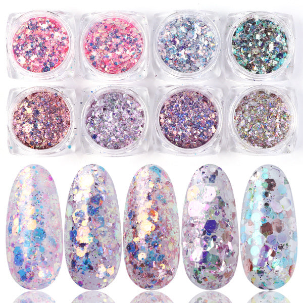 8 Box Mix Glitter Nail Art - Premium 0 from chiquetrends.com - Just $12! Shop now at chiquetrends.com