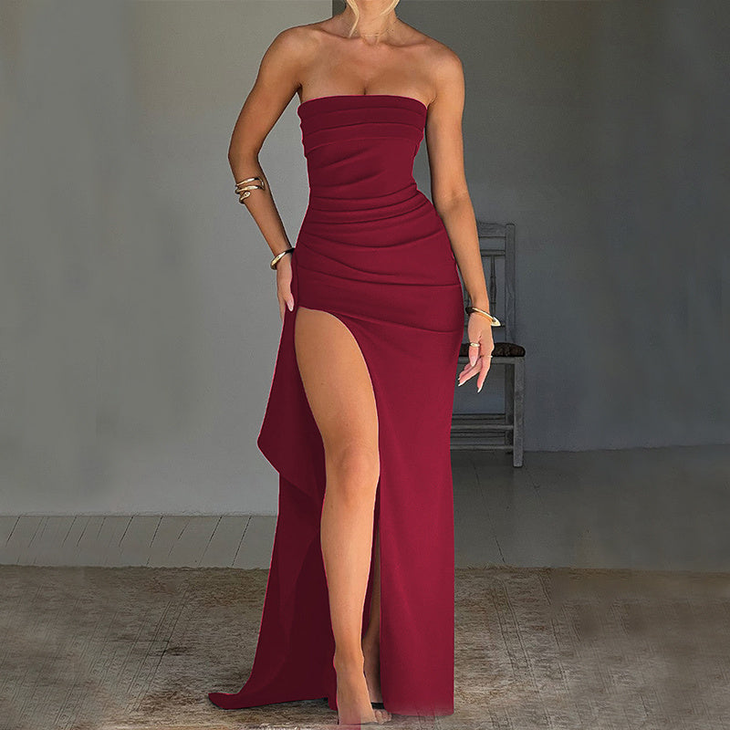 Strapless Split Long Dress - Premium 0 from chiquetrends.com - Just $31! Shop now at chiquetrends.com