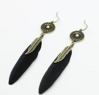 Single Feather Drop Earrings - Premium 0 from chiquetrends.com - Just $6! Shop now at chiquetrends.com