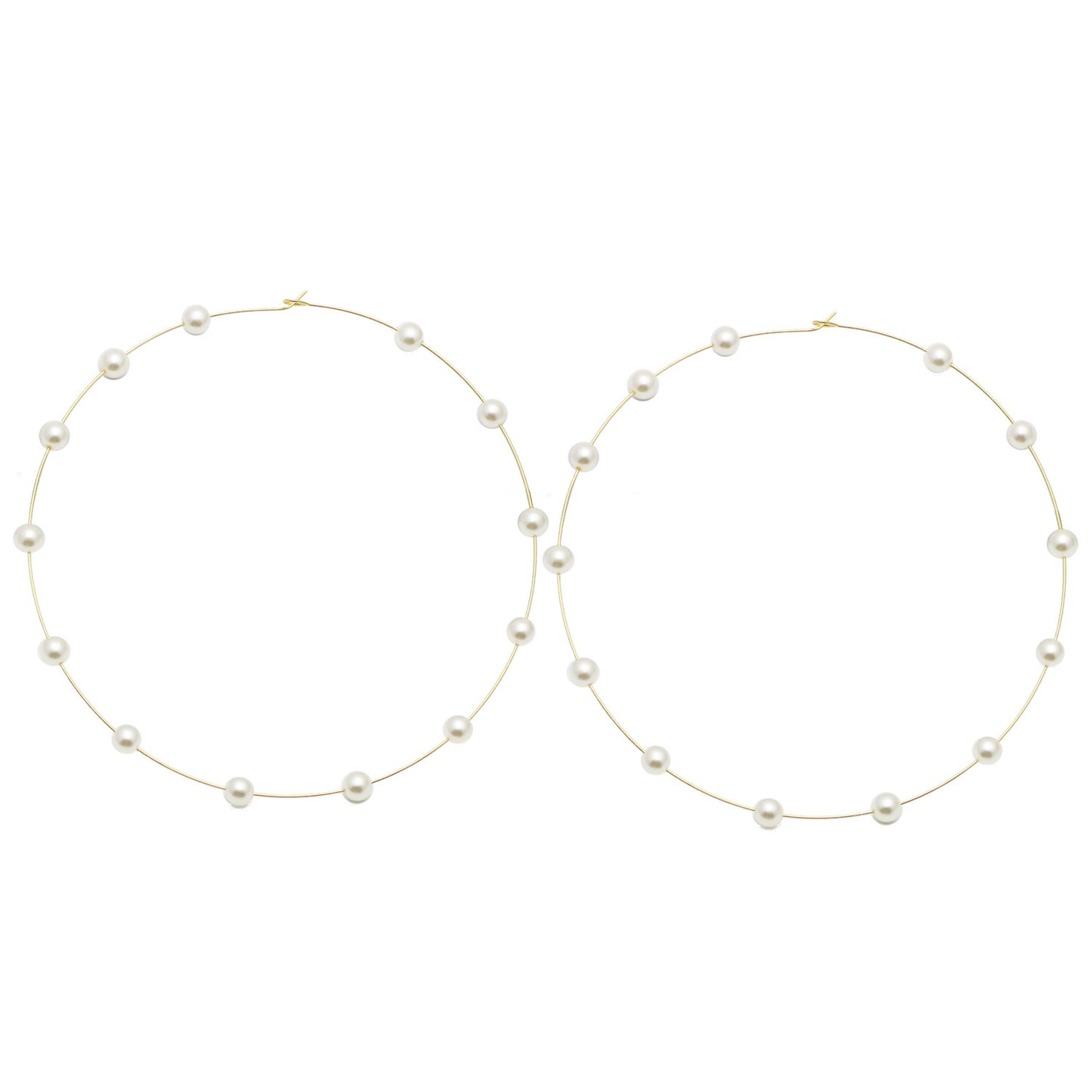 Pearl Large Hoop Earrings - Premium Earrings from chiquetrends.com - Just $7.25! Shop now at chiquetrends.com