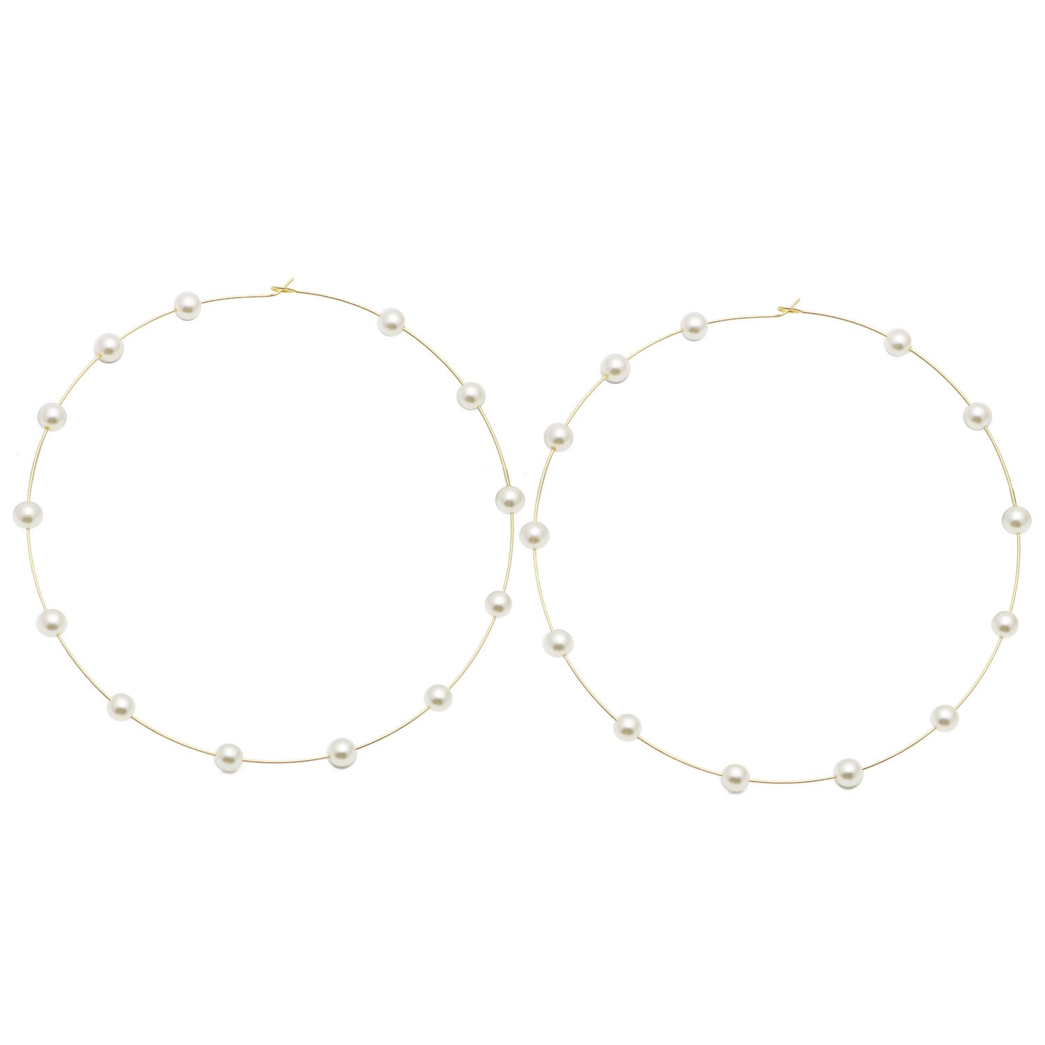 Pearl Large Hoop Earrings - Premium Earrings from chiquetrends.com - Just $7.25! Shop now at chiquetrends.com