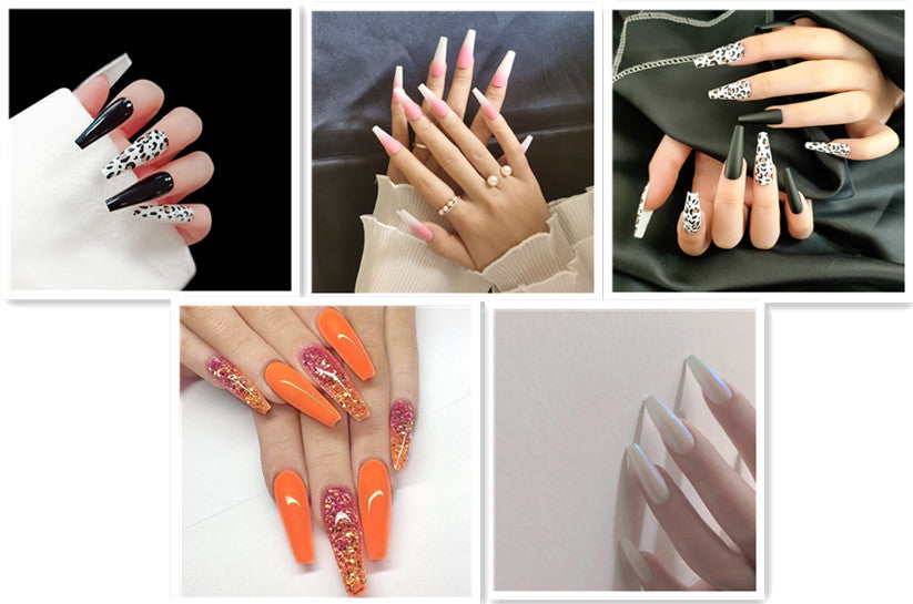 Long Ballet Nails With Flat - Premium 0 from chiquetrends.com - Just $13! Shop now at chiquetrends.com