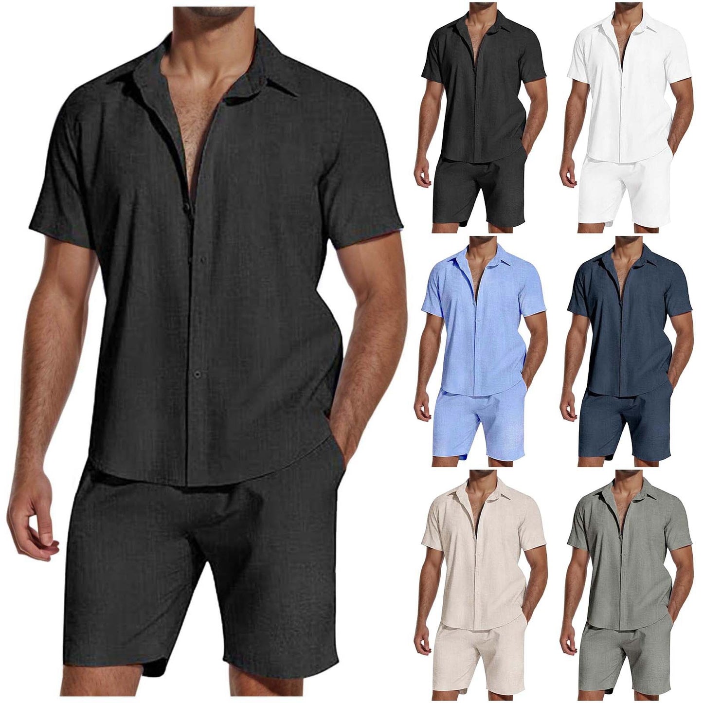 Short Sleeve Lapel Linen Shirt - Premium 0 from chiquetrends.com - Just $34! Shop now at chiquetrends.com