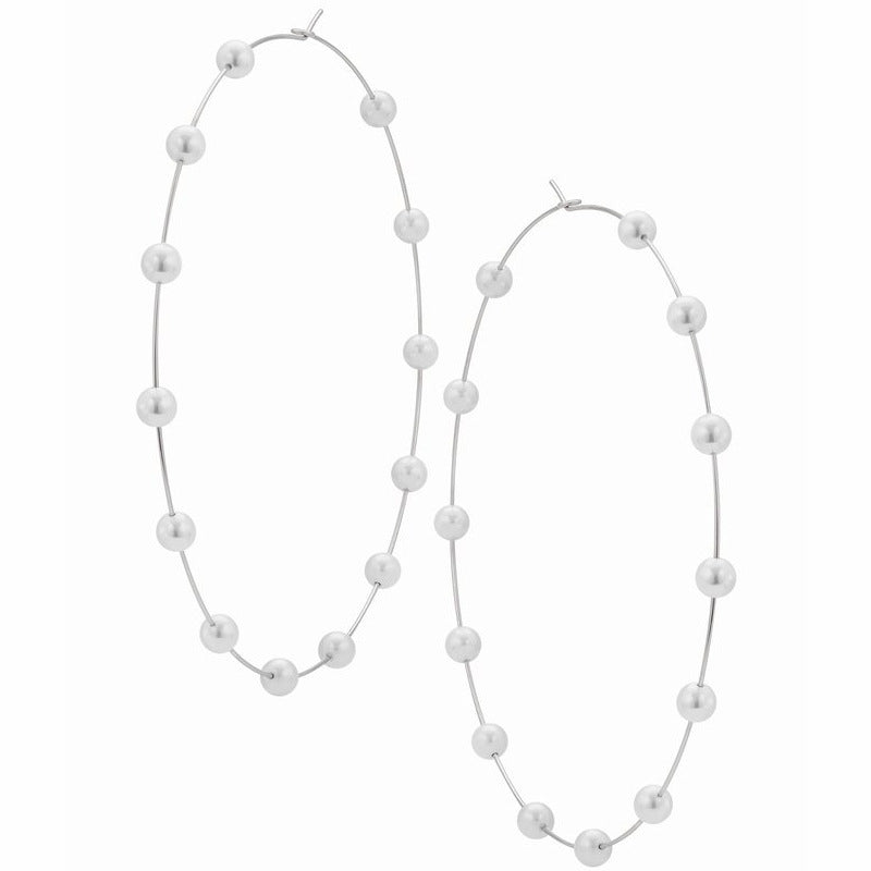 Pearl Large Hoop Earrings - Premium Earrings from chiquetrends.com - Just $7.25! Shop now at chiquetrends.com