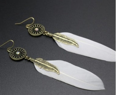 Single Feather Drop Earrings - Premium 0 from chiquetrends.com - Just $6! Shop now at chiquetrends.com