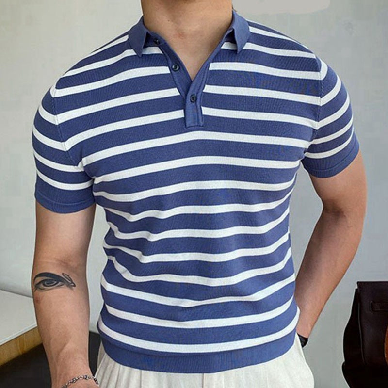 Blue Striped Business Polo - Premium 0 from chiquetrends.com - Just $32! Shop now at chiquetrends.com