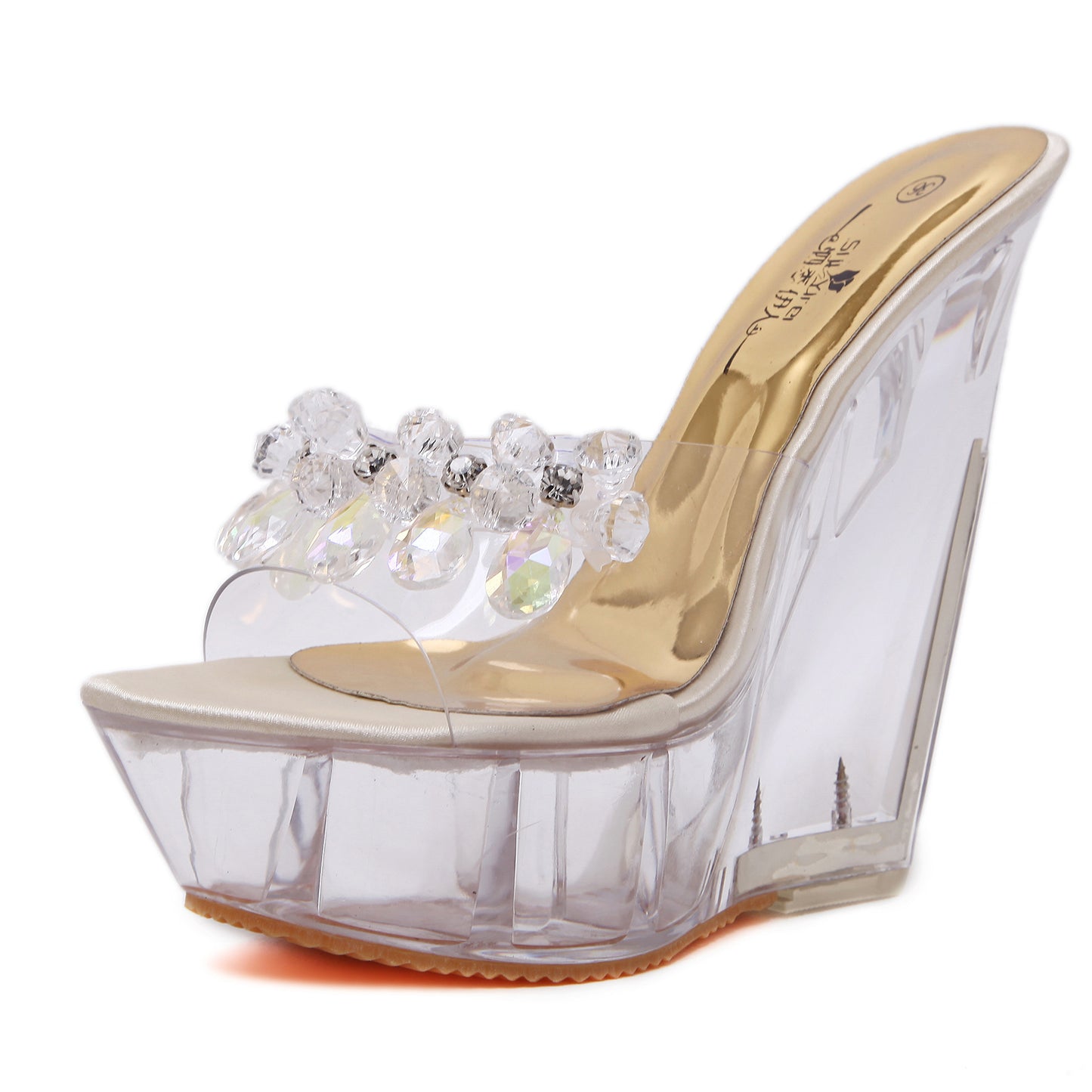 Glass Drill Crystal Wedge - Premium 0 from chiquetrends.com - Just $54! Shop now at chiquetrends.com