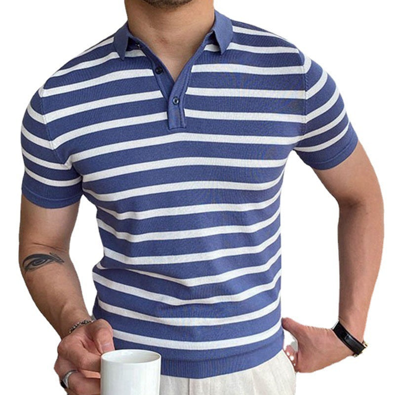 Blue Striped Business Polo - Premium 0 from chiquetrends.com - Just $32! Shop now at chiquetrends.com