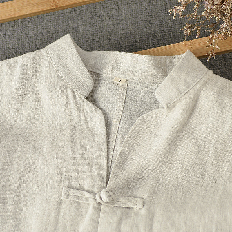 Linen Shirt Chinese-style - Premium 0 from chiquetrends.com - Just $53! Shop now at chiquetrends.com