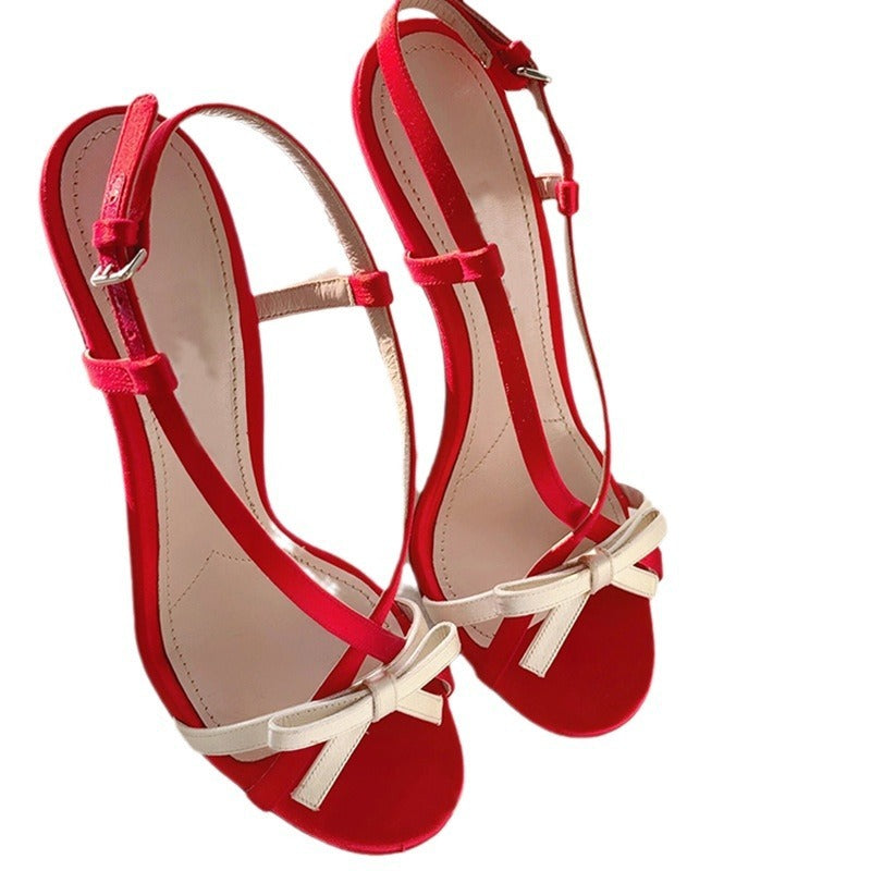 Women's Open Toe Stilettos Bow - Premium 0 from chiquetrends.com - Just $61! Shop now at chiquetrends.com