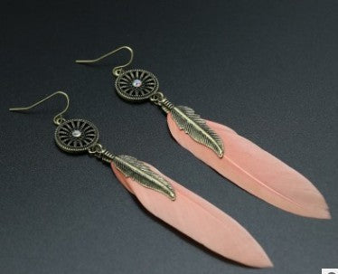 Single Feather Drop Earrings - Premium 0 from chiquetrends.com - Just $6! Shop now at chiquetrends.com