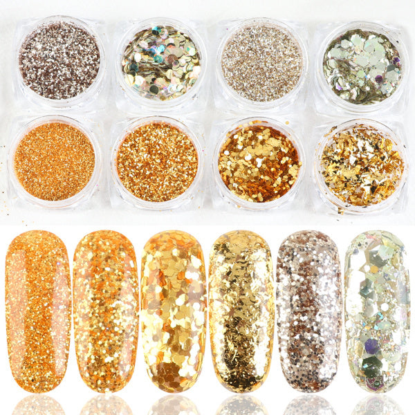 8 Box Mix Glitter Nail Art - Premium 0 from chiquetrends.com - Just $12! Shop now at chiquetrends.com