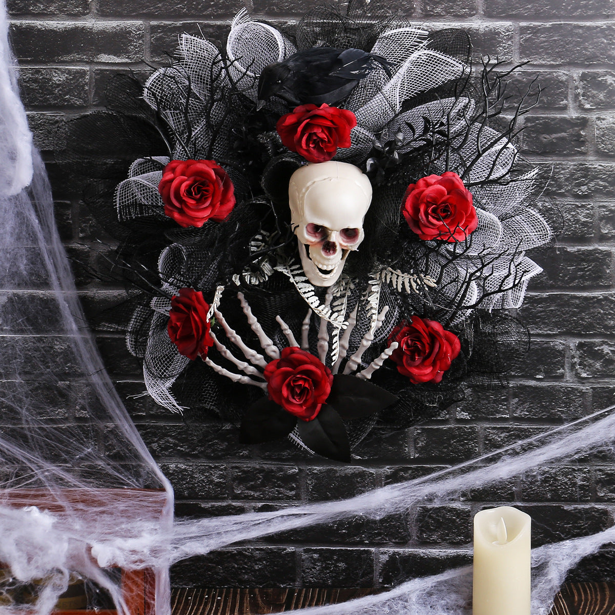 Halloween Red Rose Skull Mesh - Premium 0 from chiquetrends.com - Just $40.99! Shop now at chiquetrends.com