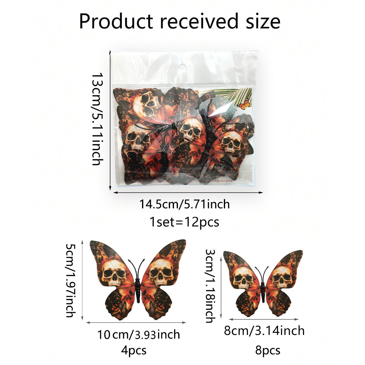 3D Skull Butterfly Stickers - Premium 0 from chiquetrends.com - Just $8.27! Shop now at chiquetrends.com