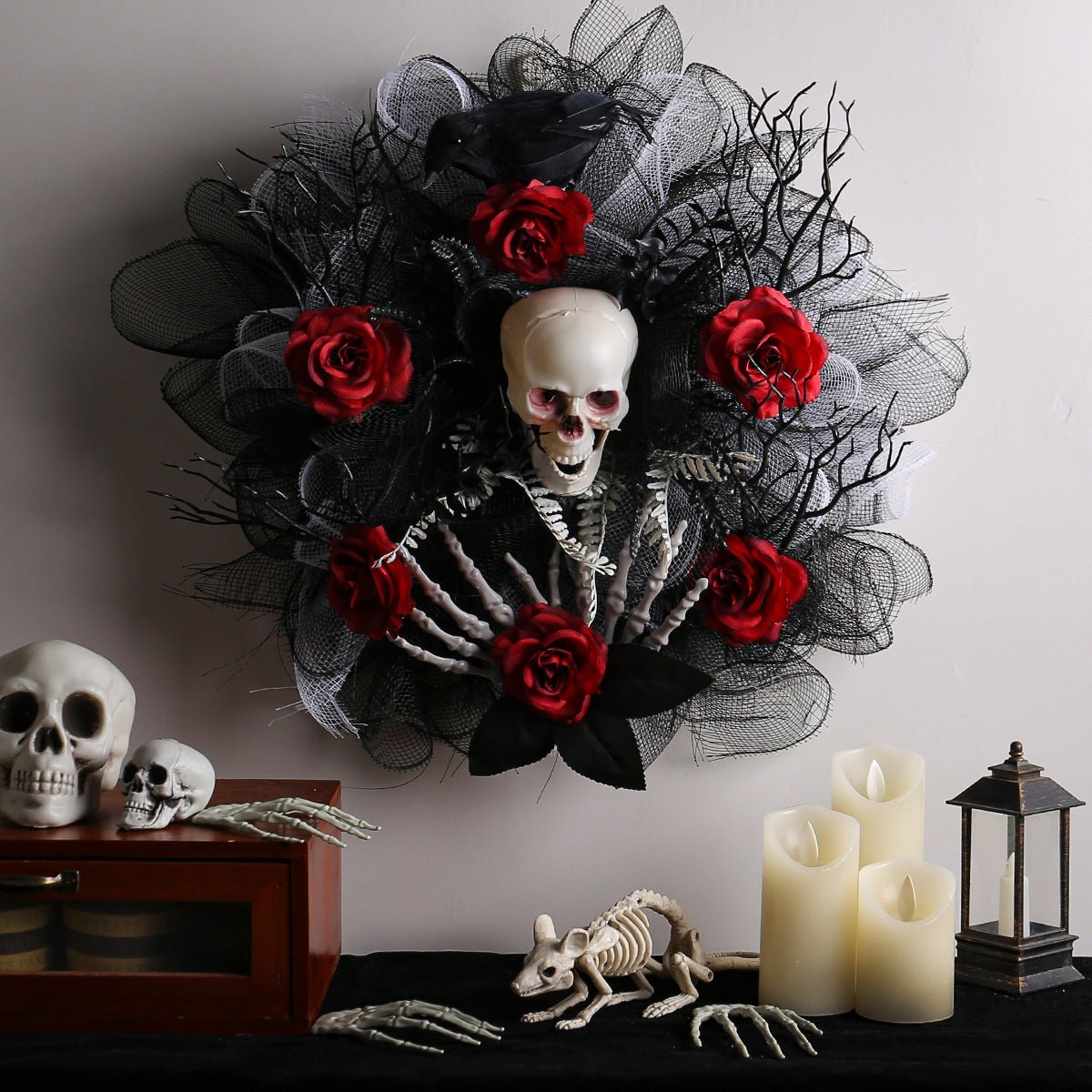 Halloween Red Rose Skull Mesh - Premium 0 from chiquetrends.com - Just $40.99! Shop now at chiquetrends.com