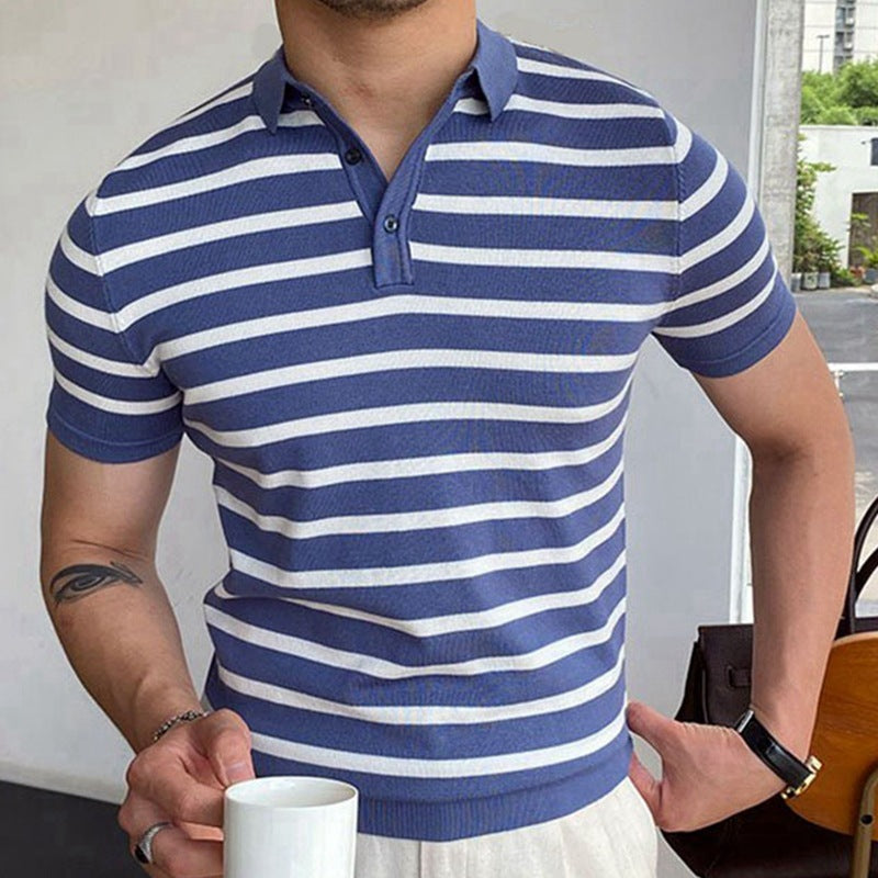 Blue Striped Business Polo - Premium 0 from chiquetrends.com - Just $32! Shop now at chiquetrends.com