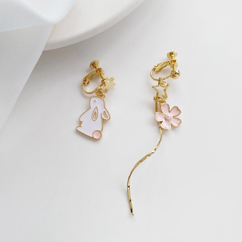 Cute Bunny Earrings Flower - Premium 0 from chiquetrends.com - Just $12! Shop now at chiquetrends.com