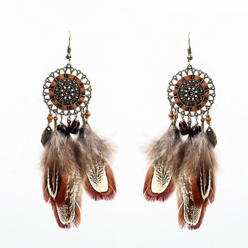 Dreamcatcher feather earrings, - Premium 0 from chiquetrends.com - Just $13! Shop now at chiquetrends.com