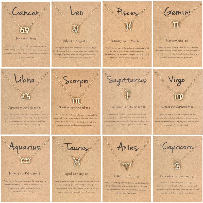 12 Zodiac Sign Necklaces With - Premium 4 from chiquetrends.com - Just $11! Shop now at chiquetrends.com