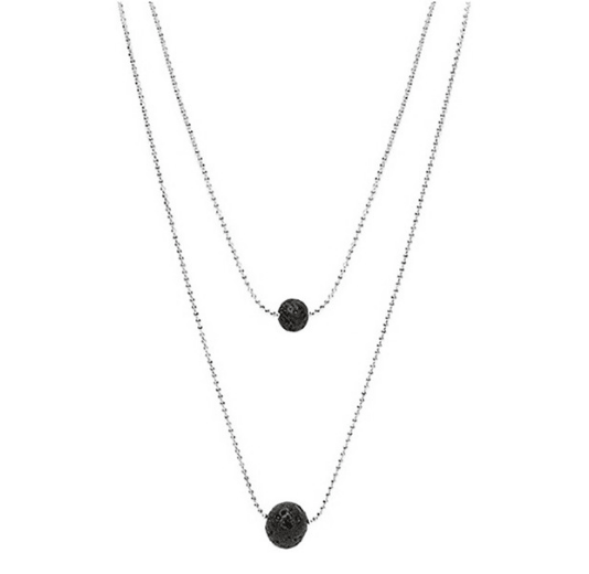 Double Lava Necklace, Black - Premium 0 from chiquetrends.com - Just $10! Shop now at chiquetrends.com