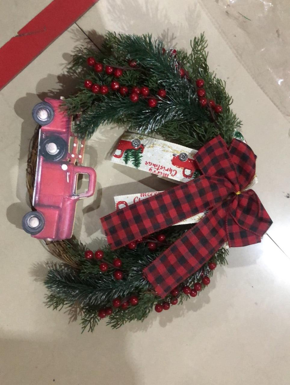 Red Truck Christmas Wreath - Premium 0 from chiquetrends.com - Just $28! Shop now at chiquetrends.com