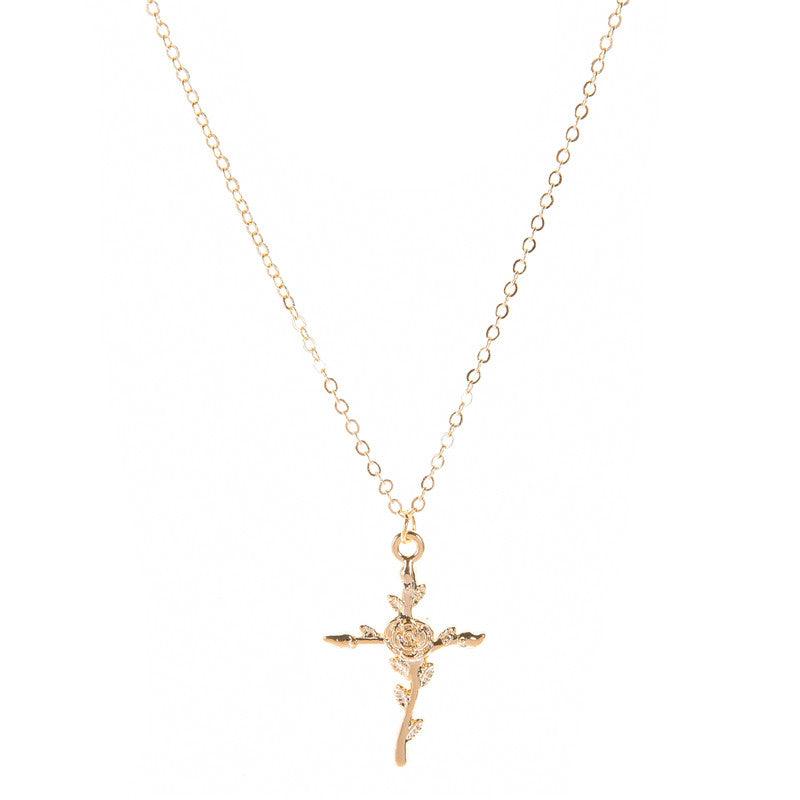 Alloy Rose Cross Pendant - Premium 0 from chiquetrends.com - Just $10! Shop now at chiquetrends.com