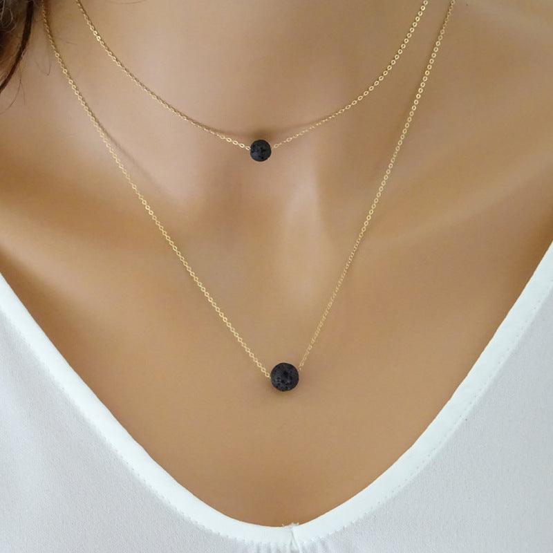 Double Lava Necklace, Black - Premium 0 from chiquetrends.com - Just $10! Shop now at chiquetrends.com