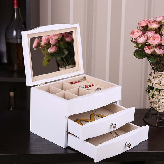 Wooden Jewelry Box with Mirror - Premium 0 from chiquetrends.com - Just $39! Shop now at chiquetrends.com