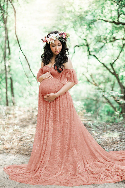 New Maternity Lace Dress Gowns - Premium  from chiquetrends.com - Just $39! Shop now at chiquetrends.com