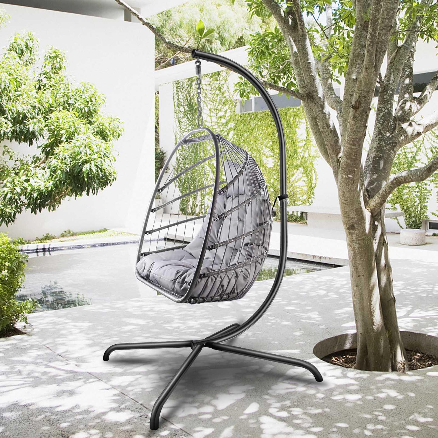 Swing Egg Chair With Stand - Premium 5 from chiquetrends.com - Just $744! Shop now at chiquetrends.com