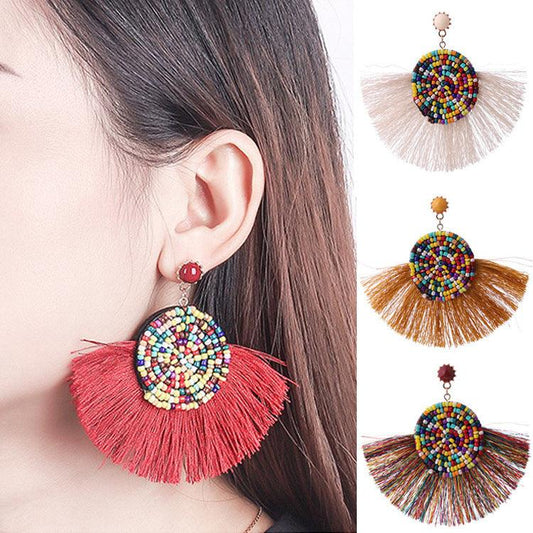 Fan-shaped tassel earrings - Premium 0 from chiquetrends.com - Just $14! Shop now at chiquetrends.com