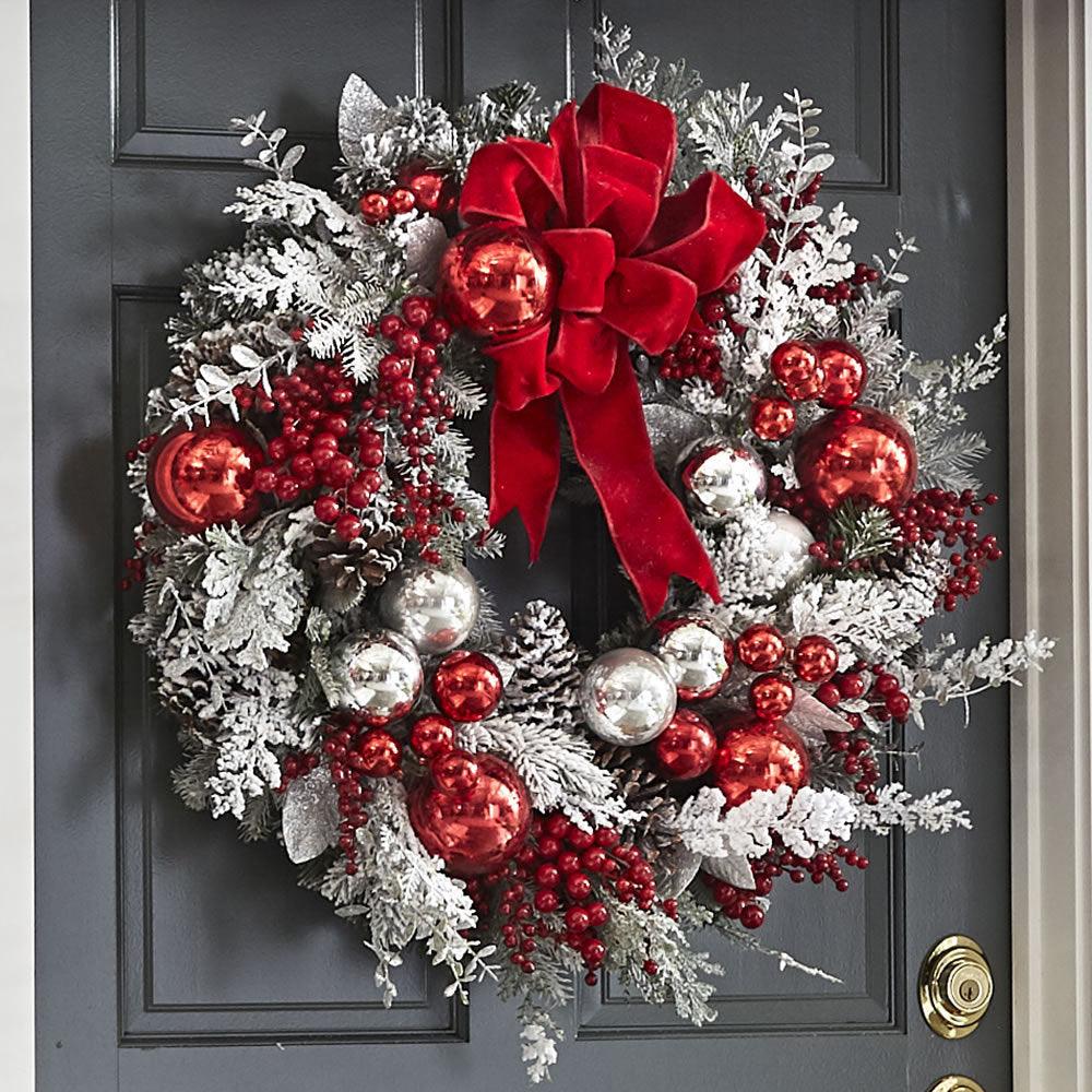 New Flocking Wreath Outdoor - Premium 0 from chiquetrends.com - Just $27! Shop now at chiquetrends.com