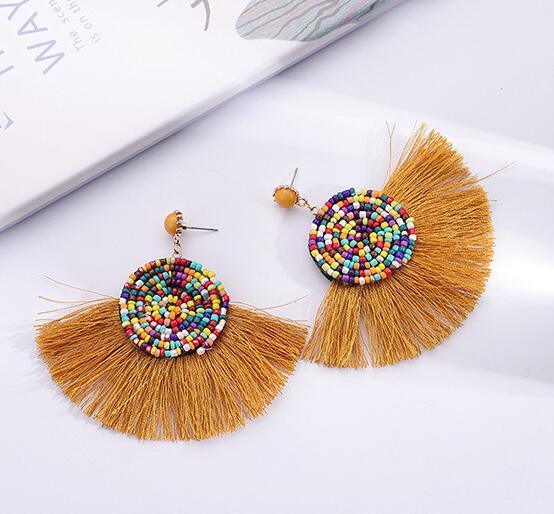 Fan-shaped tassel earrings - Premium 0 from chiquetrends.com - Just $14! Shop now at chiquetrends.com