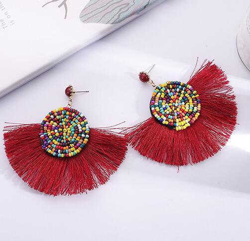 Fan-shaped tassel earrings - Premium 0 from chiquetrends.com - Just $14! Shop now at chiquetrends.com