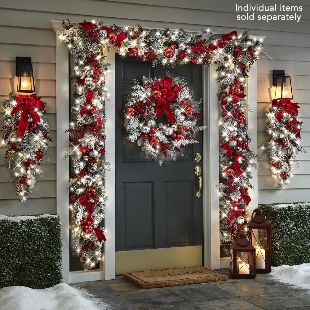 New Flocking Wreath Outdoor - Premium 0 from chiquetrends.com - Just $27! Shop now at chiquetrends.com