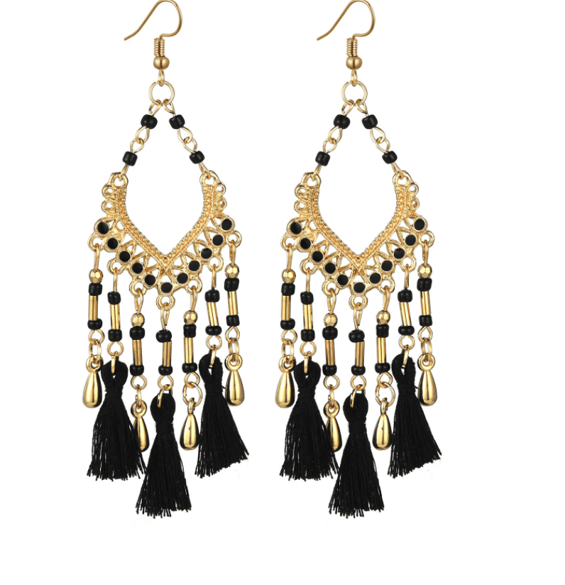 Bohemian handmade long tassel - Premium Earrings from chiquetrends.com - Just $12! Shop now at chiquetrends.com