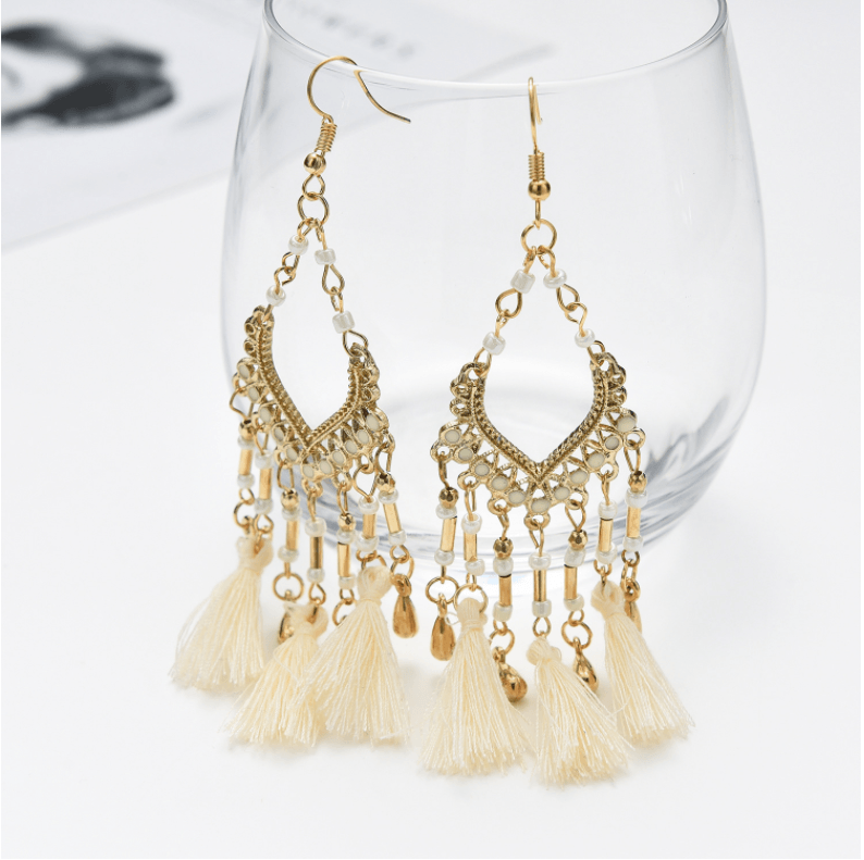 Bohemian handmade long tassel - Premium Earrings from chiquetrends.com - Just $12! Shop now at chiquetrends.com