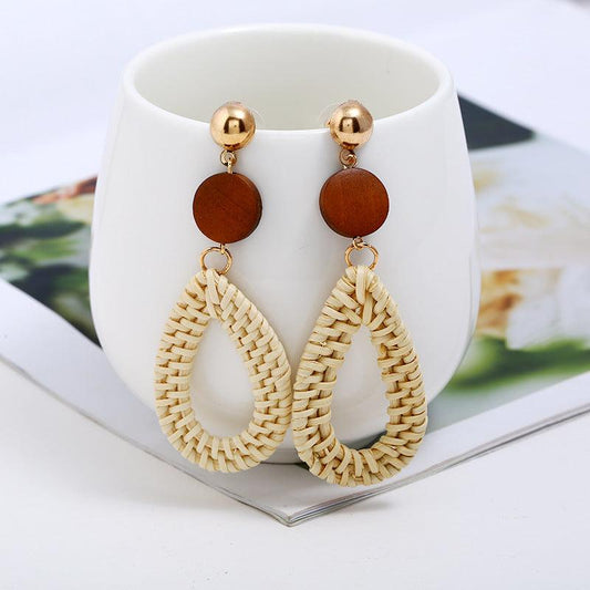 Ethnic bamboo woven wood - Premium Earrings from chiquetrends.com - Just $15! Shop now at chiquetrends.com