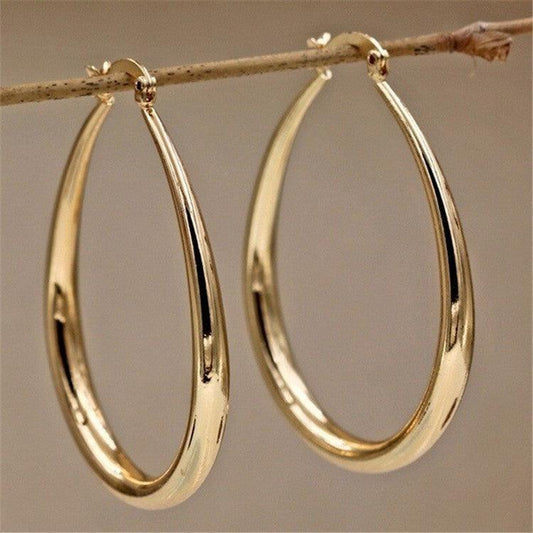 14K Gold Hoop Earrings For - Premium Earrings from chiquetrends.com - Just $15! Shop now at chiquetrends.com