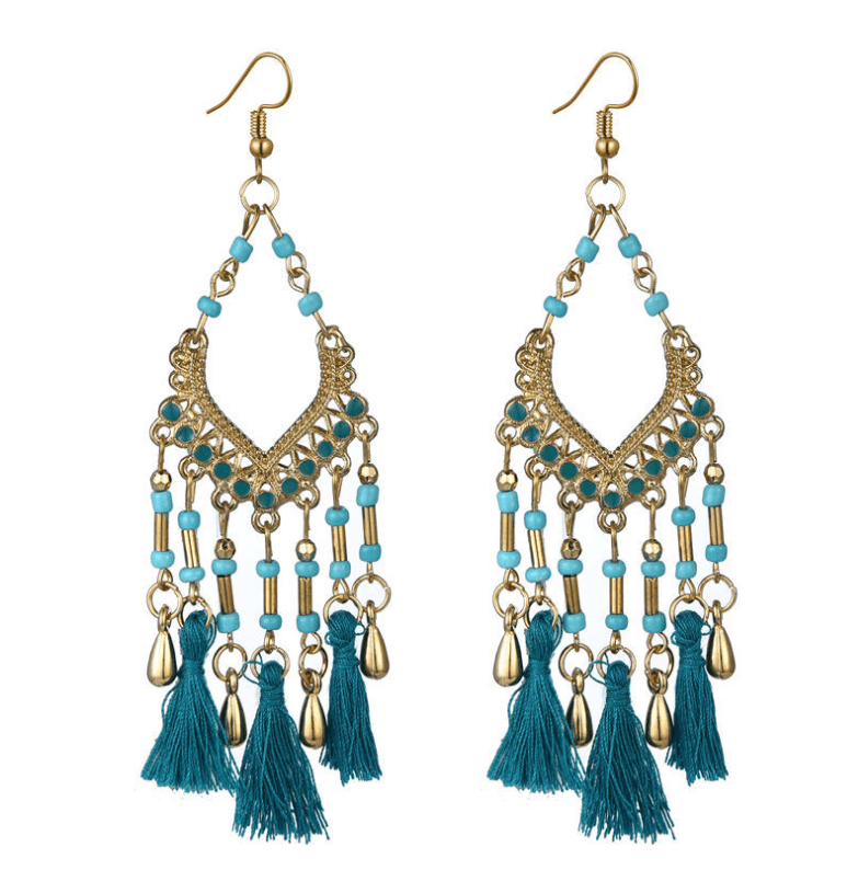 Bohemian handmade long tassel - Premium Earrings from chiquetrends.com - Just $12! Shop now at chiquetrends.com