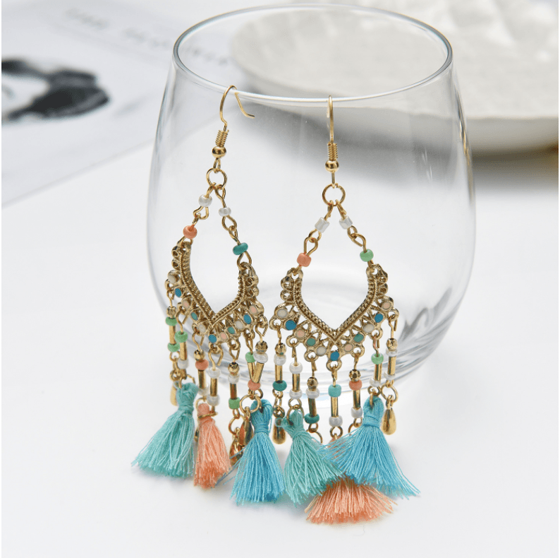 Bohemian handmade long tassel - Premium Earrings from chiquetrends.com - Just $12! Shop now at chiquetrends.com