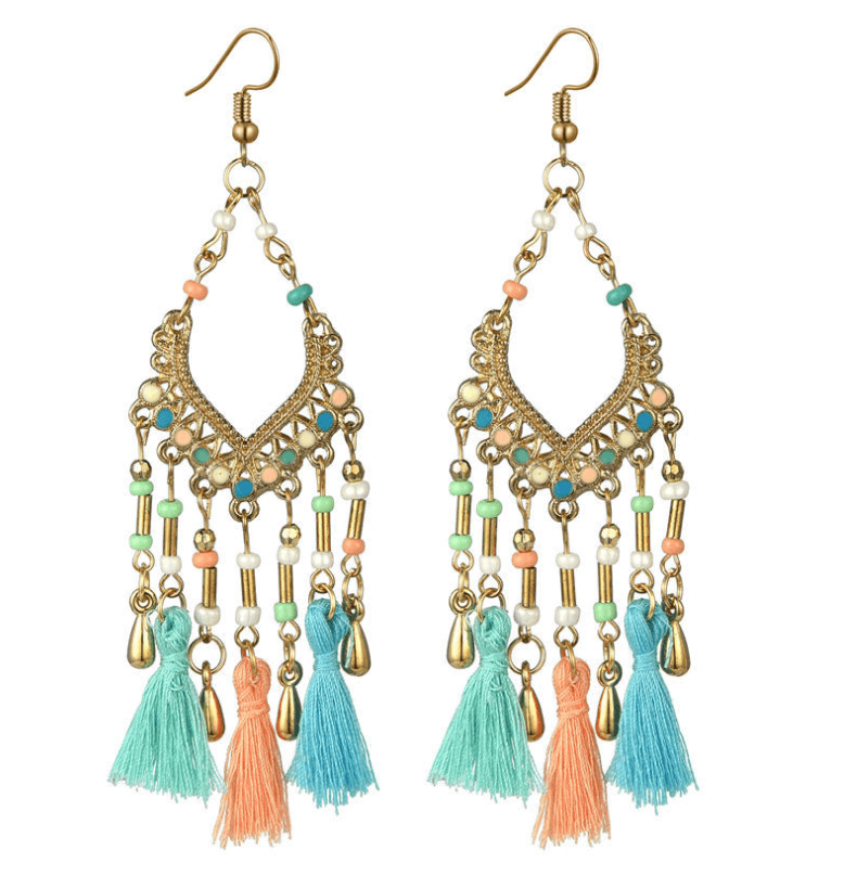 Bohemian handmade long tassel - Premium Earrings from chiquetrends.com - Just $12! Shop now at chiquetrends.com