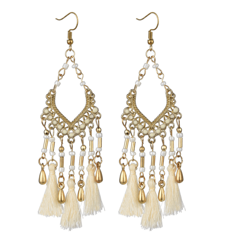 Bohemian handmade long tassel - Premium Earrings from chiquetrends.com - Just $12! Shop now at chiquetrends.com