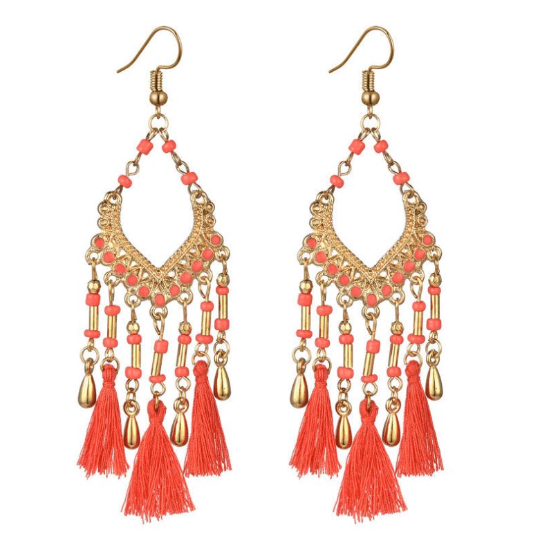 Bohemian handmade long tassel - Premium Earrings from chiquetrends.com - Just $12! Shop now at chiquetrends.com