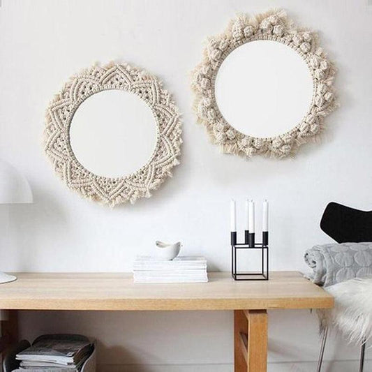 Wall Mirror with Macrame - Premium Mirrors from chiquetrends.com - Just $26! Shop now at chiquetrends.com