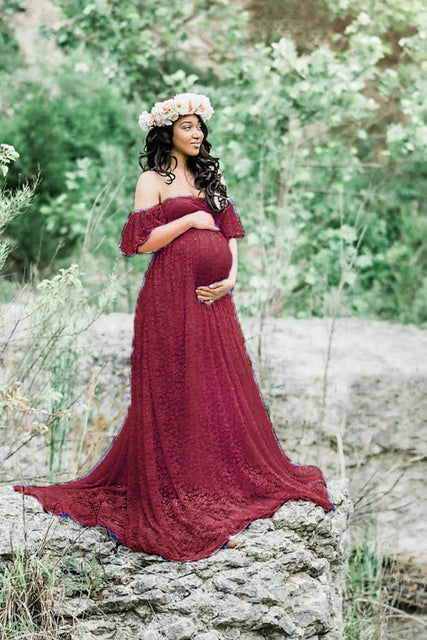 New Maternity Lace Dress Gowns - Premium  from chiquetrends.com - Just $39! Shop now at chiquetrends.com