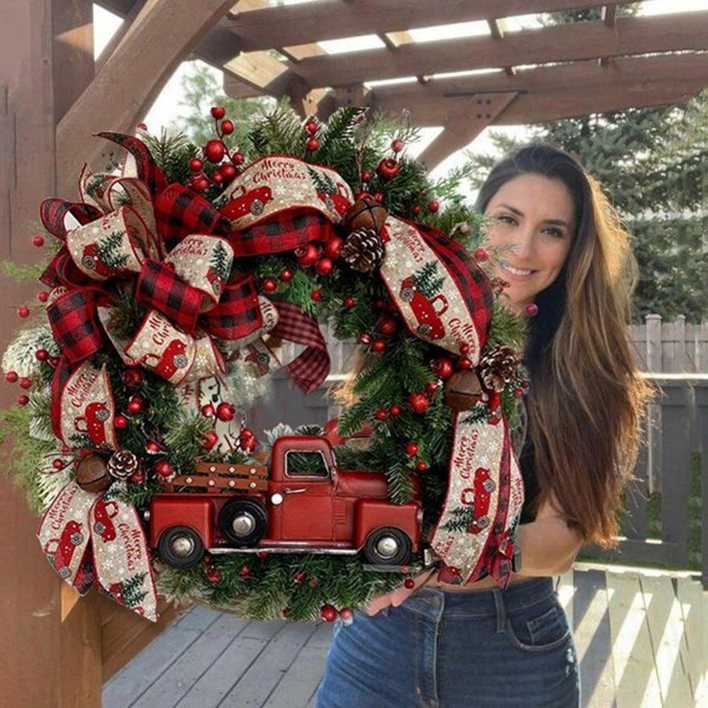 Christmas Wreath Red Truck Car - Premium 0 from chiquetrends.com - Just $51! Shop now at chiquetrends.com