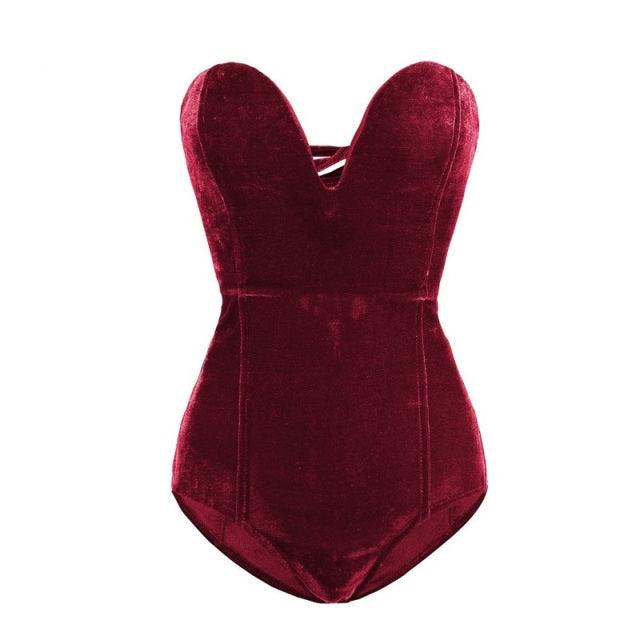 Viifaa Burgundy Strapless - Premium Bodysuit from chiquetrends.com - Just $100! Shop now at chiquetrends.com