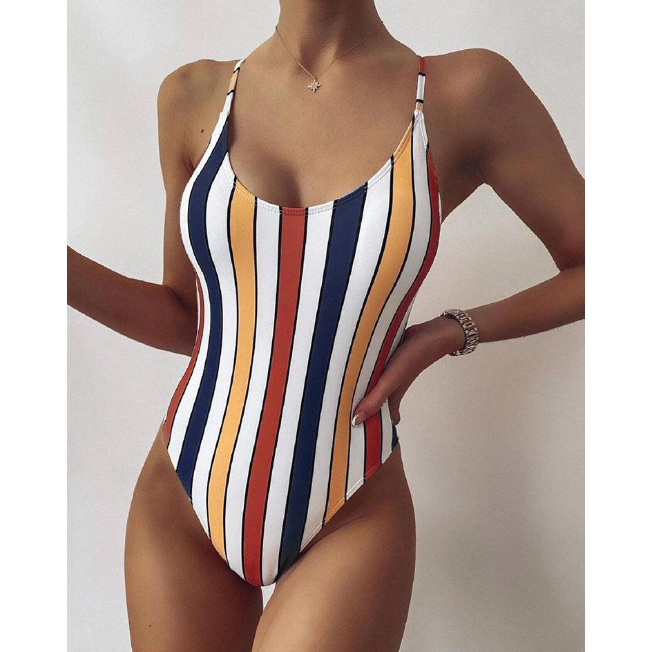 Striped One-piece Swimsuit for - Premium Swimwear from chiquetrends.com - Just $50! Shop now at chiquetrends.com